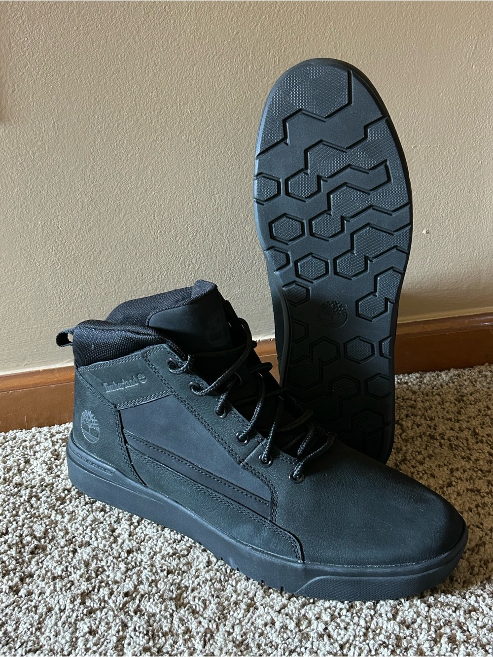 Timberland Allston Mid lace sneakers in black nubuck leather men's size 11.5